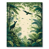 Lush Jungle Deer Birds Area Rug
