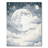 Dreamy Navy Moon Stars Night Sky Area Rug