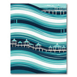 Wavy Seaside Pavilion Blue Teal Area Rug