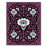 Ornate White Floral Persian Rug with Pink Border