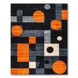 ODIKA Washable Modern Geometric Area Rug - Orange & Grey Abstract Low Pile Non-Slip
