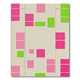 Vibrant Pink Green Geometric Patchwork Rug