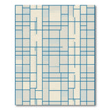 Modern Blue Grid Abstract Area Rug