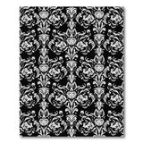Black White Ornate Damask Floral Area Rug