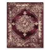 Distressed Red Vintage Medallion Area Rug