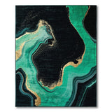 Teal Gold Wave Abstract Area Rug