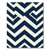 Geometric Modern Navy Blue Zigzag Geometric Area Rug