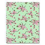 Pink Blossom Hearts Mint Green Floral Area Rug