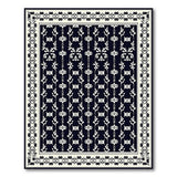 Navy Black White Geometric Motif Area Rug