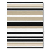 Beige Black Horizontal Striped Area Rug