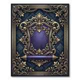 Purple Distressed Ornate Gold Frame Area Rug