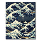 Coastal Beach Blue and Teal Blue Wave Coastal Area Rug