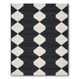 Black White Geometric Diamond Weave Rug