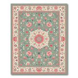 Teal Floral Medallion Vintage Area Rug