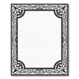 Black and White Ornate Floral Scroll Black White Area Rug