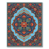 Traditional Persian Floral Rug in Blue Red