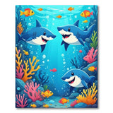 ODIKA Cartoon Shark Ocean World Washable Nursery Area Rug - Non-Slip Low Pile Kids Rug