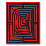 Red Bold Red Maze Labyrinth Area Rug