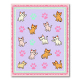 Cute Waving Cartoon Cats Paw Prints Area Rug