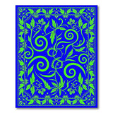 Royal Blue Green Vine Floral Area Rug