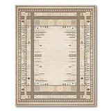 Beige Heritage Tribal Area Rug with Geometric Frame