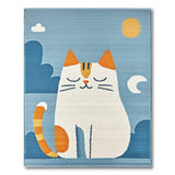 Dreamy Cartoon Cat Area Rug in Blue Sky