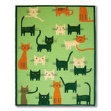 Playful Cats Green Area Rug