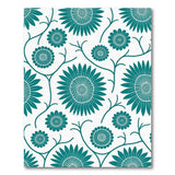 Teal Sunflower Vine Floral Area Rug