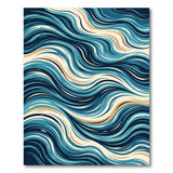 Blue and Teal Navy Teal Wavy Abstract Area Rug