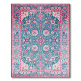 Vibrant Teal Pink Traditional Persian Area Rug
