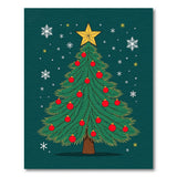 Festive Christmas Tree with Red Ornaments Area Rug