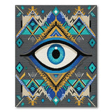Mystical Blue Evil Eye Southwestern Rug