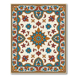 Cream Persian Medallion Rug with Blue Florals Gold Border
