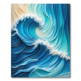 Washable Abstract Ocean Wave Low Pile Area Rug - Blue & Teal