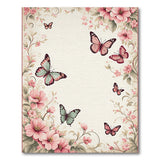 Vintage Pink Peony Butterfly Area Rug