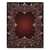 Ornate Bronze Filigree Red Area Rug