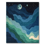 Starry Cosmic Waves Blue Teal Area Rug