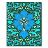 Teal Floral Medallion Area Rug