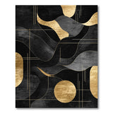 ODIKA Modern Abstract Black & Gold Washable Rug - Low Pile Non-Slip Area Rug