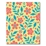 Sunny Yellow Rug with Red Flowers and Teal Leaves