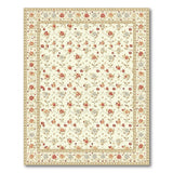 Cream Floral Vintage Area Rug with Red Blooms