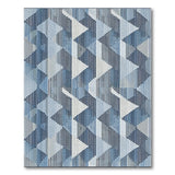 Blue and Teal Blue Teal Geometric Triangle Area Rug