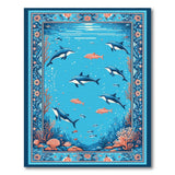 Navy Blue Dolphins Underwater Area Rug