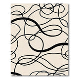 Abstract Area Black and White Wavy Black Lines Abstract Area Rug