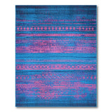 Teal Pink Geometric Striped Area Rug