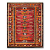 Vibrant Red Orange Heritage Tribal Kilim Rug