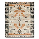 Southwestern Geometric Area Rug in Rust Black Beige