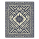 Black and White Navy Starburst Geometric Area Rug