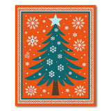 Teal Christmas Tree Snowflakes on Orange Area Rug
