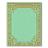 Ornate Gold Border Mint Green Area Rug